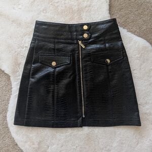 Topshop Black Textured Mini Skirt